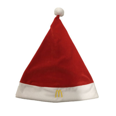 terciopelo el 15.75in rojo Santa And White Christmas Hat de los 0.4M con el logotipo de McDonald