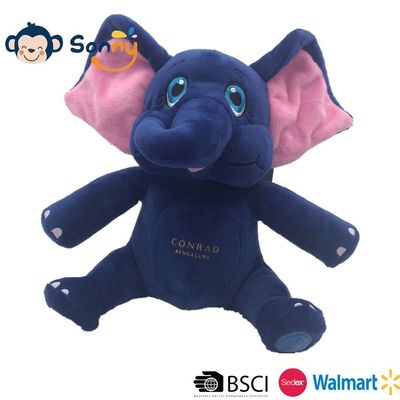 juguete azul suave del elefante del bebé de la felpa de los 20cm con los oídos rosados para la diversión casera de la decoración y de la familia