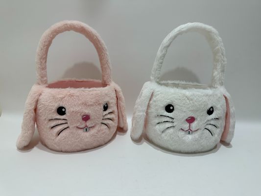 150m m 4&quot; Pascua Bunny Stuffed Animal Rabbit Plush Toy With Basket del rosa y blanca