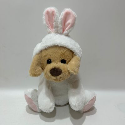 28cm de peluche Perrito de juguete Animal relleno en traje de conejo blanco para Pascua