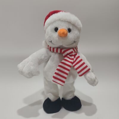 Muñeco de nieve de peluche navideño que canta y baila