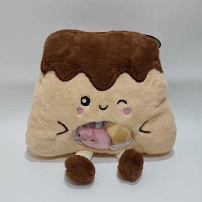 Almohada de pudín de frutas de PVC transparente linda con mini frutas coloridas en el interior