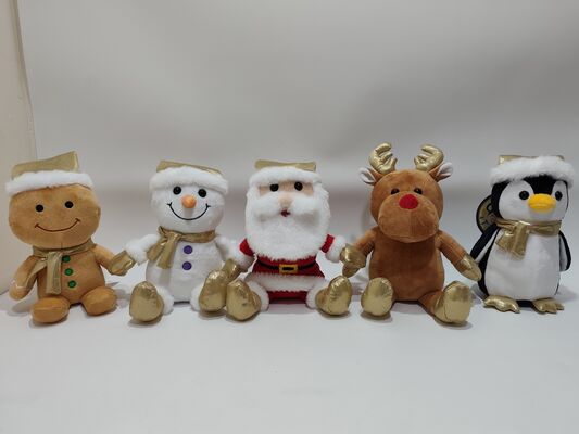 5 juguetes de peluche de Navidad dorados variados colección festiva de rellenos suaves de Navidad