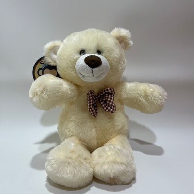 Cantando y aplaudiendo Cream Teddy Bear Plush Toy Interactivo Música Oso clásico Plaid Bowtie Animal relleno