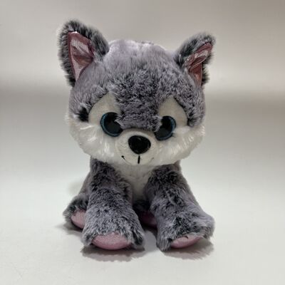 Sparkling Eyes Husky Plush Toy Grey White Big Eye Wolf Dog Doll Realistic Pet Dog Companion Gift for Kids