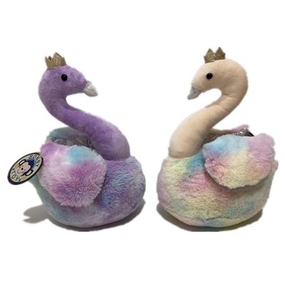 El cisne suave largo de los animales de la felpa de la piel del teñido anudado juega el regalo para los niños