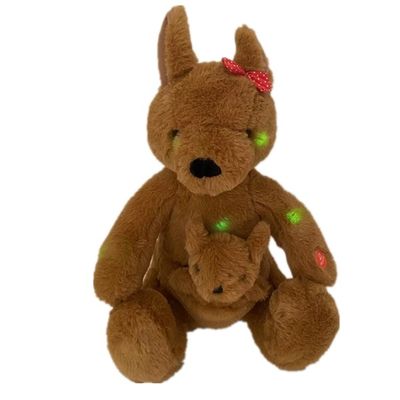 Bebé Brown Fuzzy Plush Kangaroo Toy lindo 30 cm con las luces LED y nana