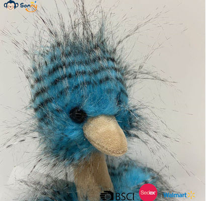 Fabrica OEM mayorista personalizado Blu Peacock Fluff avestruz juguetes de peluche regalo animal rellenado