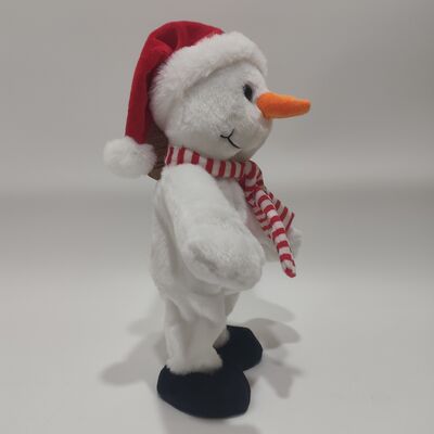 Muñeco de nieve de peluche navideño que canta y baila