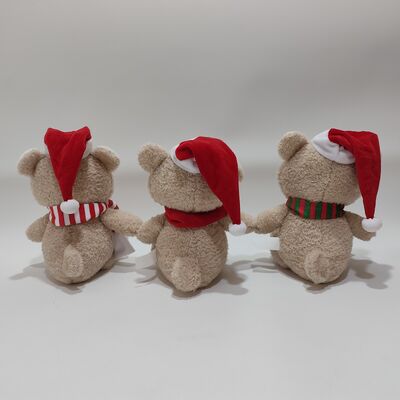 3 Osos de peluche de Navidad variados Conjunto de regalo de osos de peluche de vacaciones suaves