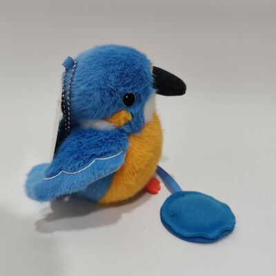 Peluche de martín pescador magnético de pie sobre los hombros