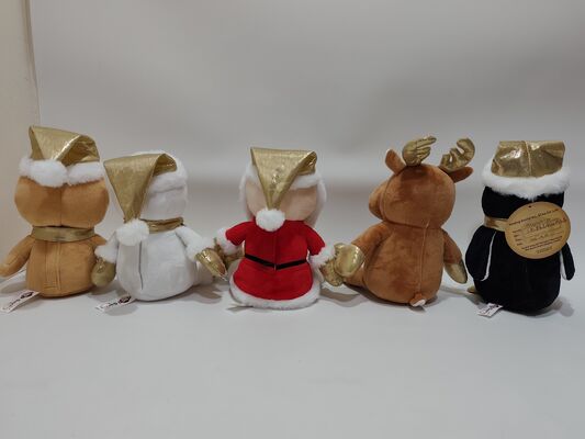 5 juguetes de peluche de Navidad dorados variados colección festiva de rellenos suaves de Navidad