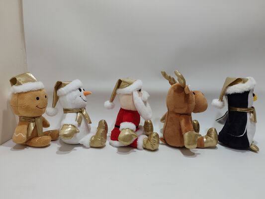 5 juguetes de peluche de Navidad dorados variados colección festiva de rellenos suaves de Navidad