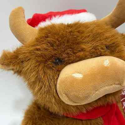 Peluche de Vaca de las Tierras Altas Navideña Cantante y Bailarina, Juguete Musical Animado de Peluche, Muñeco de Vaca de las Tierras Altas Navideño