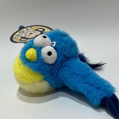 Peluche de pájaro regordete azul con sonido, aprieta para piar, divertido pájaro de peluche, juguete interactivo para aliviar el estrés