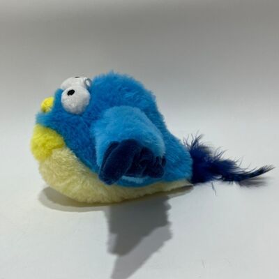 Peluche de pájaro regordete azul con sonido, aprieta para piar, divertido pájaro de peluche, juguete interactivo para aliviar el estrés