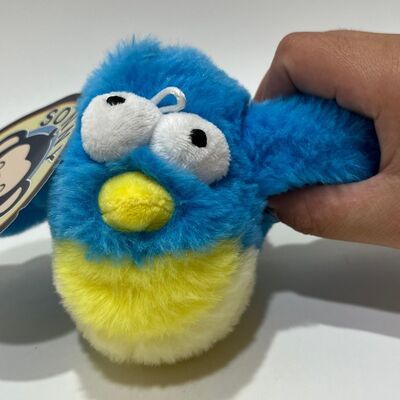 Peluche de pájaro regordete azul con sonido, aprieta para piar, divertido pájaro de peluche, juguete interactivo para aliviar el estrés
