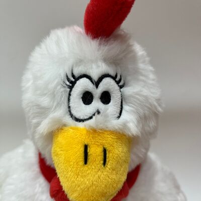 Peluche de pollo blanco con cuello que tira, cacarea, canta y baila, muñeco de gallo divertido, juguete interactivo para aliviar el estrés