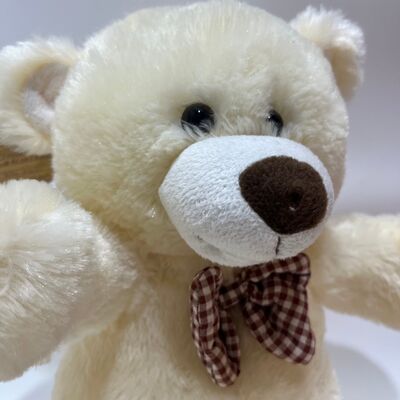 Cantando y aplaudiendo Cream Teddy Bear Plush Toy Interactivo Música Oso clásico Plaid Bowtie Animal relleno