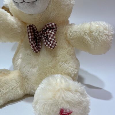 Cantando y aplaudiendo Cream Teddy Bear Plush Toy Interactivo Música Oso clásico Plaid Bowtie Animal relleno