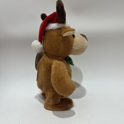 Walking Reindeer Plush Toy with Santa Hat Cute Deer Doll Electric Animated