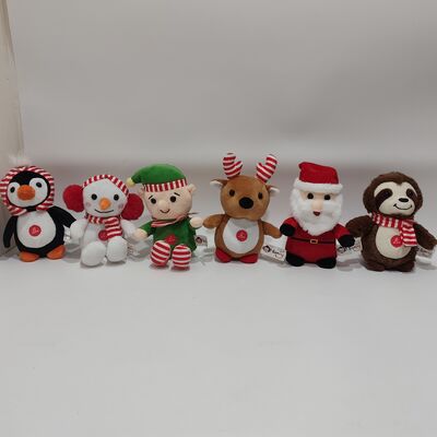 6 juguetes de peluche de Navidad con funciones de canto e iluminación