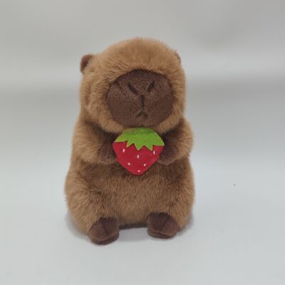 Interactivo de alimentación de la capibara de peluche juguete con fresa y efecto de sonido