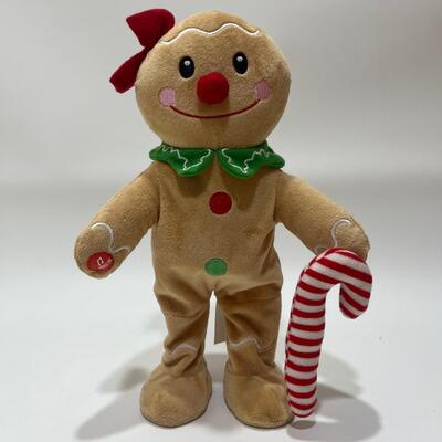 Juguete de peluche de pan de jengibre navideño que canta y baila con música